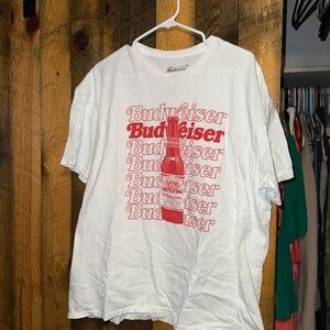 Budweiser White Tee with Red Bottle Graphic